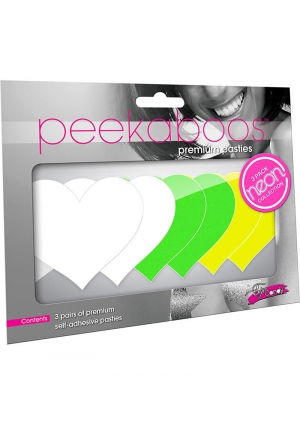 Neon Heart 3 Pack Pasties-white/green/yellow