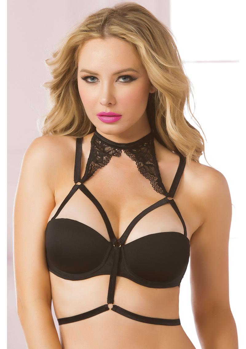 Strappy Elastic And Lace Choker-Black-One Size