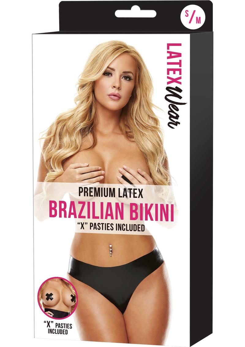 Premium Latex Brazilian Bikini-Black-Small/Medium