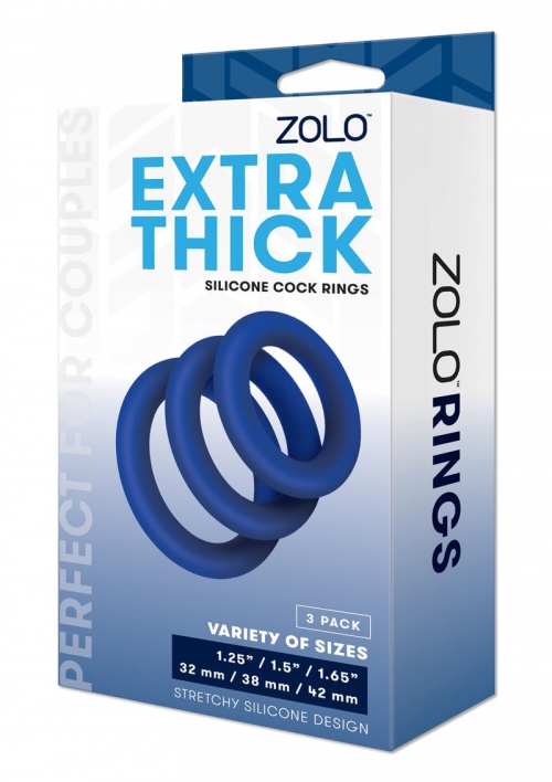 ZOLO EXTRA THICK SILICONE COCK RING 3 PK