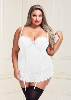 BACI BUSTIER AND GSTRING - WHITE - 3X/4X