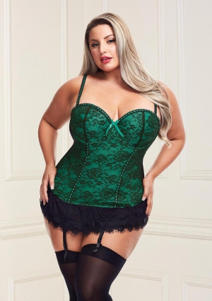BACI BUSTIER AND GSTRING - GREEN - 3X/4X
