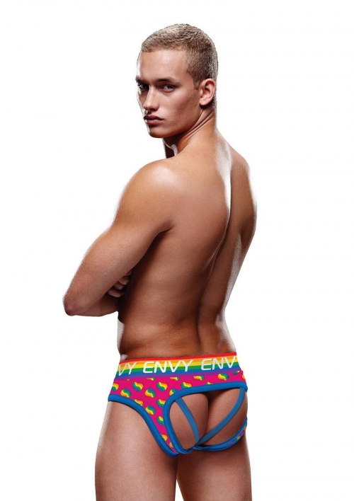 RAINBOW HEARTS BUBBLE BUTT JOCK-ML